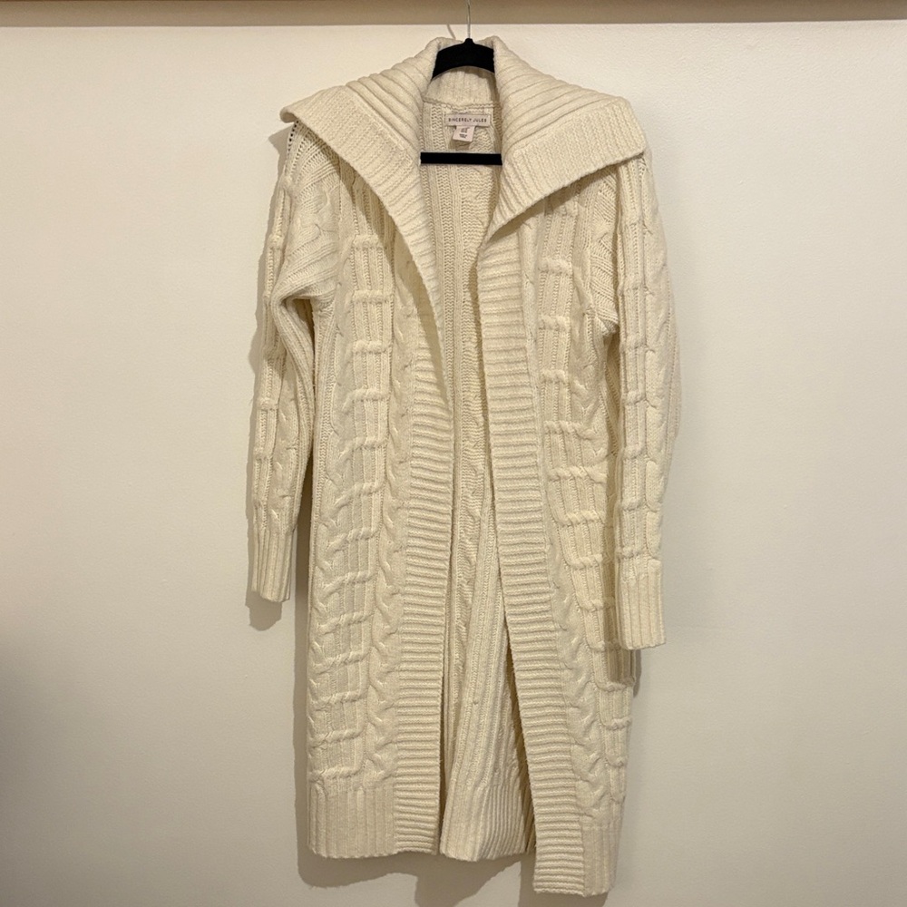 Sincerely Jules Cream Cable Knit Long Cardigan
